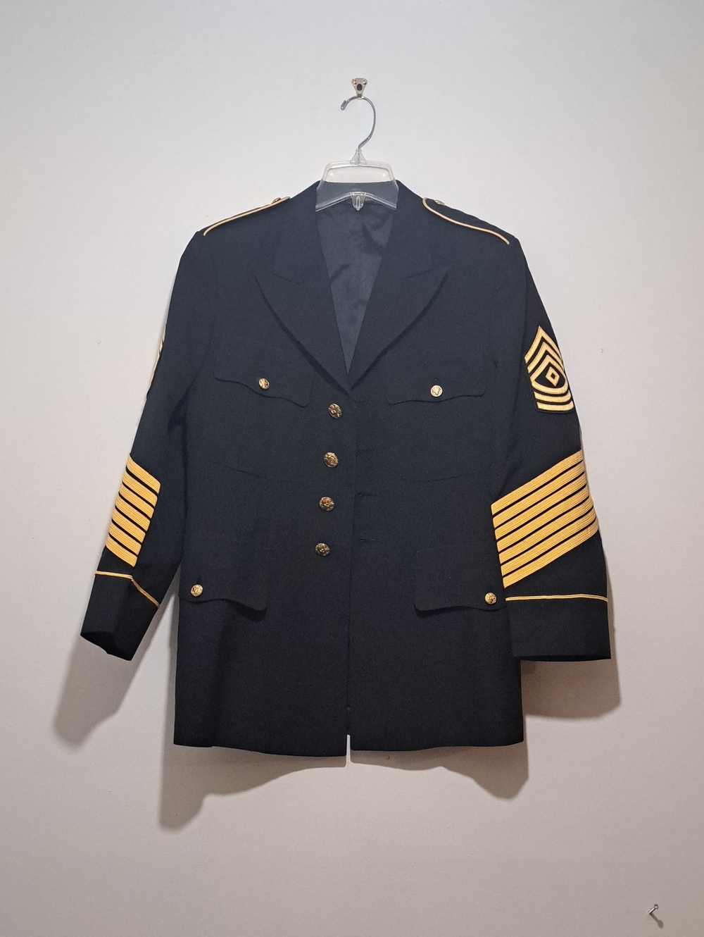 Men's Black Military-Style Jacket with Gold Trim